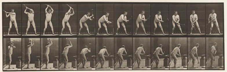Plaat 376. Smid, hameren op aambeeld, twee handen, 1872-1885
