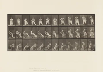Plaat 420. Toilet; opstaan van stoel en kleding aantrekken, 1885