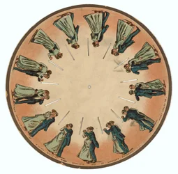 Zoopraxiscope-schijf met een dansend paar, 1893