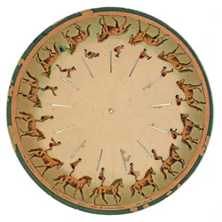 Zoopraxiscope-schijf met een acrobaat die een salto maakt op een paard, 1893