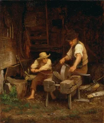 Het slijpen van de zeis, 1864