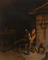De Jeugd van Lincoln. (Een avond in de blokhut)