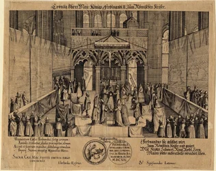 De kroning van koning Ferdinand II als Heilige Roomse keizer