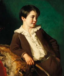 Portret van Meester John Lethbridge van Tregeare Manor, Launceston, Devon, driekwart lengte, in een bruin pak met een zweep, leunend op een dierenhuid