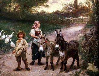 Boerenkinderen met Ezel