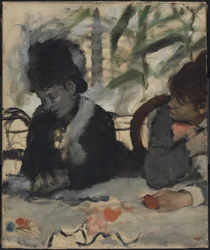 In het café