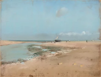 Strand bij laagwater (monding van de rivier)