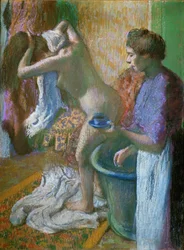 Ontbijt na het bad (pastel op papier)