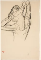 Danseres, halve lichaam, armen gekruist achter haar hoofd, ca. 1890