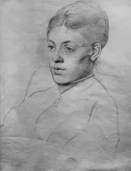 Tekening van Edgar Degas (1834-1917), Frans schilder en beeldhouwer. Mlle Malo, ca 1877.