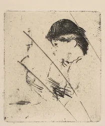 Hoofd en schouders van een jonge vrouw in profiel I