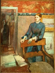 Helene Rouart in de studeerkamer van haar vader (schilderij op doek)