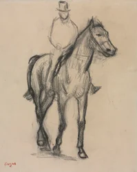 Paard en ruiter, ca. 1890 (zwart krijt)