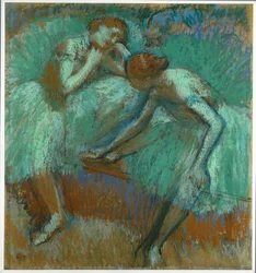 De grote groene dansers (pastel op papier)