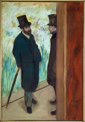 Ludovic Halevy en Albert Boulanger-Cavé in de coulissen van de opera