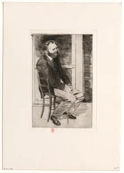[Manet zittend, naar rechts gekeerd]