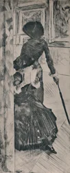 Mary Cassatt in het Louvre, ca. 1880, 1946