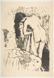 Staande naakte vrouw, die zich afdroogt, 1891-92