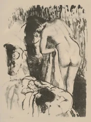 Staande naakte vrouw die zich afdroogt, ca. 1891-92