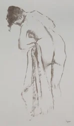 Naakte vrouw met handdoek, staand, 1891-92