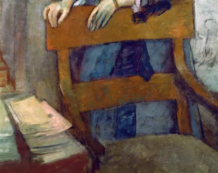 Portret van Helene Rouart in de studeerkamer van haar vader, detail van de stoel, c.1886 (detail)