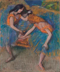 Twee dansers met gele corsages, ca. 1902