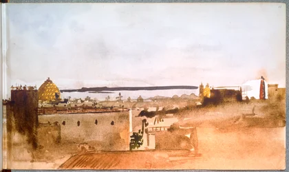 Gezicht op Napels Aquarel (aquarel)