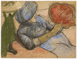 Vrouw die een Hoed in haar Hand Houdt, ca. 1885