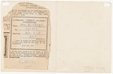 Inzending voor een krantwedstrijdredacteur, 1917