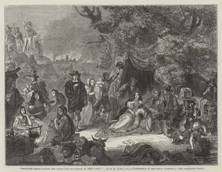 Highgate Fields tijdens de Grote Brand van Londen, in 1666