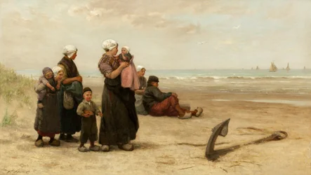 Wachten op de Terugkeer van de Schepen op het Strand van Katwijk