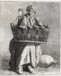 Le marchand de cognac - Klein beroep in Parijs (Études prises dans le bas Peuple, ou les Cris de Paris) - gravure door Edme Bouchardon (1698-1762)