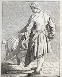 De azijnverkoper - Klein beroep van Parijs (Études prises dans le bas Peuple, ou les Cris de Paris) - gravure door Edme Bouchardon (1698-1762)