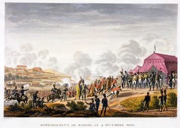 Het bombardement van Madrid, Spanje, 4 december 1808