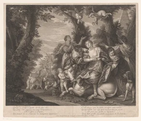 Europa en Jupiter in een landschap met bomen