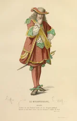 Kostuum voor de rol van Alceste, ca. 1868 (gravure)