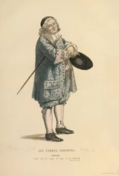 Kostuum voor de rol van Chrysale, ca.1868 (gravure)