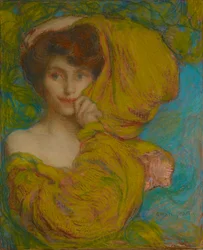 Jonge vrouw met gele sjaal, c. 1900