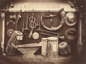 Stilleven van muziekinstrumenten,c. 1863 (foto)