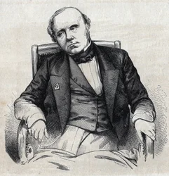 Portret van Augustin Thierry (1795-1856), Franse historicus. Gravure door Chevignard in 