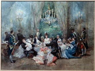 Maaltijdscène. Illustratie voor scène 10 van Act II van 