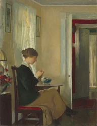 Josephine aan het Breien, 1916