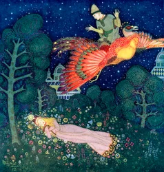 Illustratie voor het Russische sprookje Vuurvogel