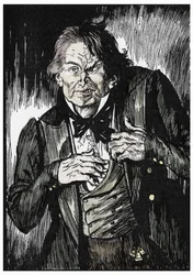 Mr Hyde verandert na het nemen van het tegengif in Dr Jekyll, illustratie door Edmund Joseph Sullivan voor de roman 