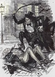 Mr Hyde vermoordt Sir Danvers Carew, illustratie van Edmund Joseph Sullivan (1869-1933) voor de roman De vreemde geschiedenis van Dr. Jekyll en Mr. Hyde van Robert Louis Stevenson (1850-1894), 1927