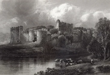Kasteel van Chepstow, gegraveerd door R. Hinshelwood, gedrukt door Cassell und Company Ltd