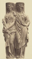 [Caryatiden door Astyanax Bosio, Decoratie van het Louvre, Parijs].