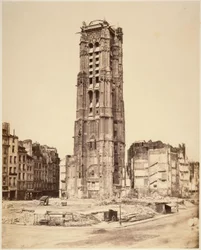 De toren Saint-Jacques, vóór de restauratie. 4e arrondissement, Parijs.