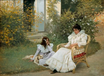 Moeder en dochter in een Bretonse tuin, 1898, Tours, Museum voor Schone Kunsten
