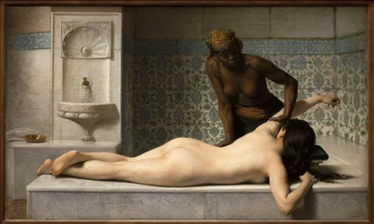 De massage. Schilderij van Édouard Debat-Ponsan (1847-1913)
